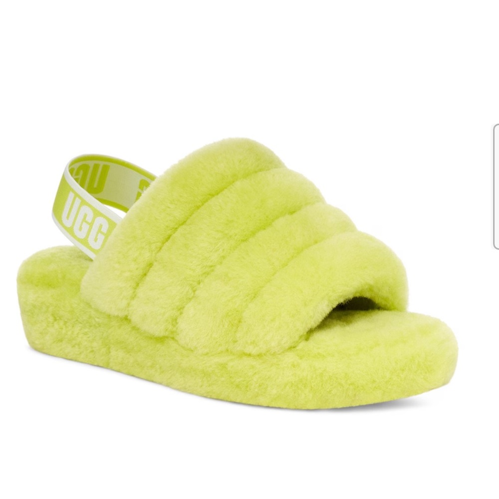 UGG Fluff Yeah Slingback Neon Green Sandal